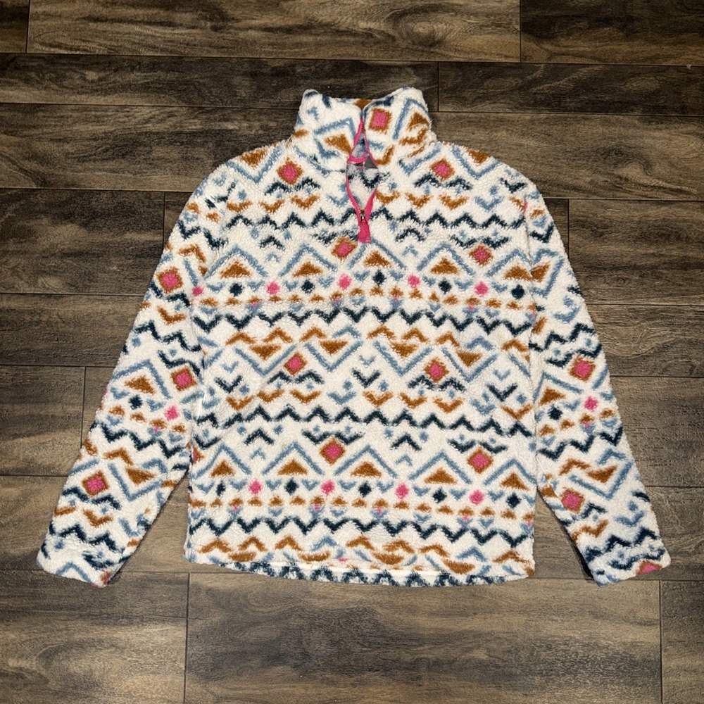 Eddie Bauer 1/4 Zip Plush Fleece Pullover Women's Size Small Southwestern Print